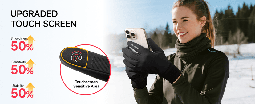 TRENDOUX Winter Gloves for Men Women: 100% Waterproof Windproof Thin Touchscreen Gloves Anti-Slip, Mens Womens Warm Lightweight Glove Polar Fleece Lined for Driving Running Riding Cycling Typing