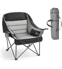 VEVOR Folding Beach Chair, High Back Camping Chairs for Adults, with Cup Pocket, Mesh Back, Carry Bag, Portable Extra Wide Seat Chair 330 lbs Heavy Duty Support, for Outdoor, Camp, Light Blue