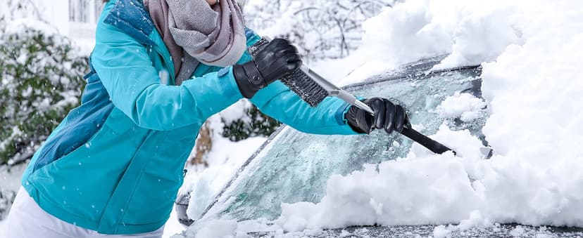 HANDLANDY Genuine Sheepskin Leather Gloves for Men Winter Driving Warm Thermal Wrist Gloves Fleece Lining for Cold Weather