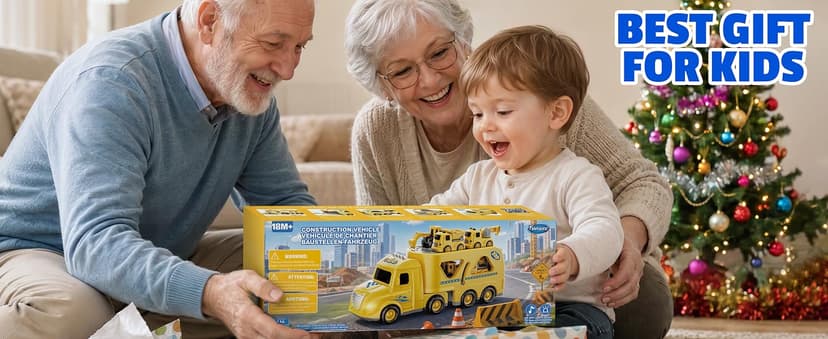 Transport Carrier Vehicle Toddler Toy with Light & Music, Excavator Dump Truck Bus Kids Gift for Boys and Girls (Yellow) Funwee 7-in-1 Construction Truck Toy w/ 6 Pull Back Cars & Track, Ages 1-5+ B0H9RSRFL7