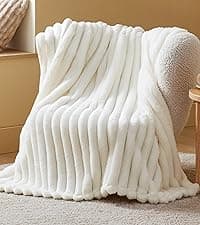 Bedsure GentleSoft White Throw Blanket for Couch - Cozy Blanket for Women, Cute Fleece Throws for Girls, Teacher Gifts Birthday Gifts for Women Men Mom, Room Home Dorm Decor, Off White, 50x60 Inches