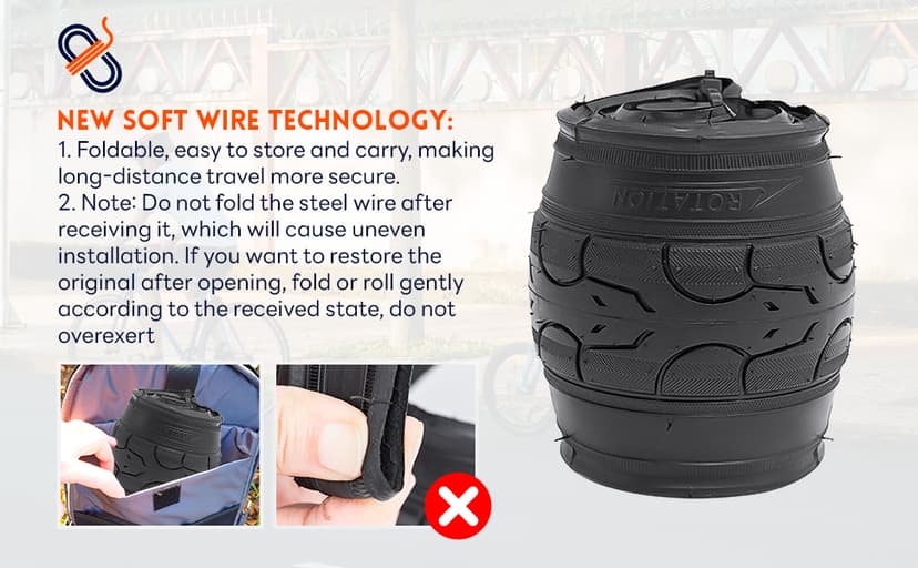 YUNSCM 2-PCS 20" Bike Tires 20x1.50/40-406 Compatible with Road Bike 20 x 1.50 20x1.5 Bicycle Tires (Y-1095)