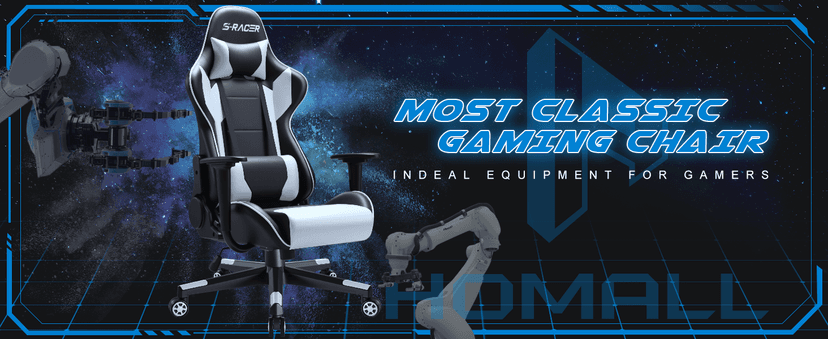 Homall Gaming Chair, Office Chair High Back Computer Chair Leather Desk Chair Racing Executive Ergonomic Adjustable Swivel Task Chair with Headrest and Lumbar Support (White)