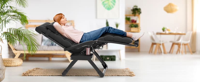ZENPETIO Oversized Zero Gravity Chair, 33In XXL Zero Gravity Recliner Lounge Chair, Anti Gravity Chair for Indoor and Outdoor, Reclining Camping Chair for Lawn and Patio w/Cushion and Footrest, 500LBS