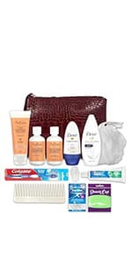Convenience Kits International Men’s Premium 20-Piece Kit with Travel Size TSA Compliant Essentials, Featuring: Dove Men & Care Products in Brown Dopp Bag
