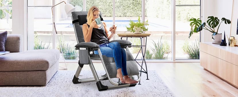Slsy Zero Gravity Chair, Reclining Lounge Chair with Removable Cushion & Tray for Indoor and Outdoor, Patio Recliner Folding Reclining Chair