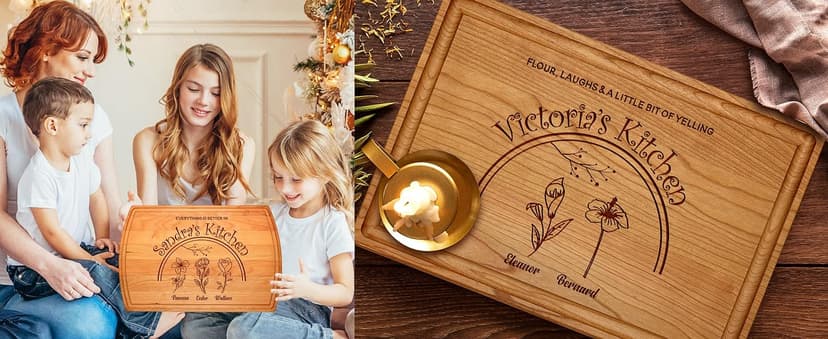 Personalized Christmas Gifts for Women, Customized Gifts for Mom – Custom Cutting Board for Mom or Grandma, Birthday, Christmas Gift Idea from Son, Daughter, Grandkids