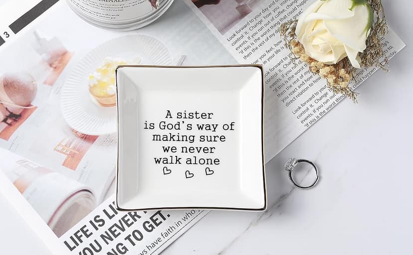 Sister Gifts, Mother's Day Gifts for Sister Ring Dish- A Sister is God's Way of Making Sure We Never Walk Alone- Birthdays Christmas Wedding Gifts for Sister, Soul Sister, Best Friends, Sister in Law