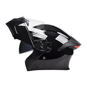 Bluetooth Modular Motorcycle Helmets with Tail Lights, DOT Certified Flip-Up Dual Visor Full Face Helmets for Men & Women Moto ATV UTV Snowmobile ADV Four Wheeler Street Bike
