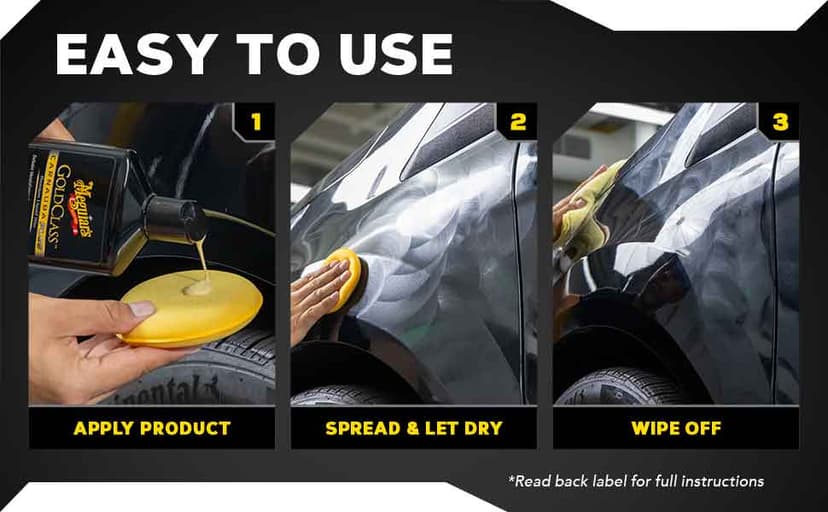 Meguiar's Gold Class Carnauba Plus Premium Liquid Wax Kit, Car Detailing Kit with a Pure Carnauba Wax Blend and a Foam Applicator Pad for Keeping Glossy Paint Protected Like a Pro, 16 Oz Bottle