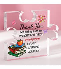 Funnli Teacher Gifts, Back to School Teacher Gifts, Teacher Appreciation Gifts Acrylic Plaque, Thank You Graduation Valentines Day Christmas Gifts for Women Teacher Classmate Study Partner Roommate