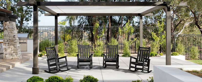 SERWALL Outdoor Rocking Chair Set of 2, HDPE Rocking Chairs for Adult, Black