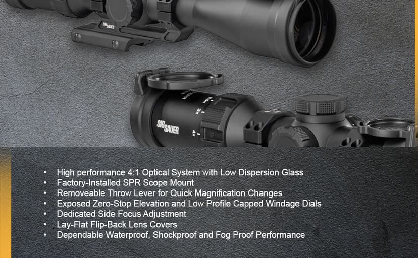 SIG SAUER Tango-SPR 4-16x44mm 30mm Tube Second Focal Plane/SFP/F2 Shockproof Waterproof Fogproof Tactical Riflescope | MOA BDC-1 Reticle, SPR Scope Mount, Flip-Back Caps Included, SOTS44000