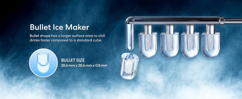 Brio 520 ICE Water Dispenser for 5 Gallon Bottle | Bullet Ice Maker Bottom Load Cooler | UV Self Cleaning, LED Touch Display with Digital Clock, Night Light, Child Safety Lock | 2X Fast Dispense