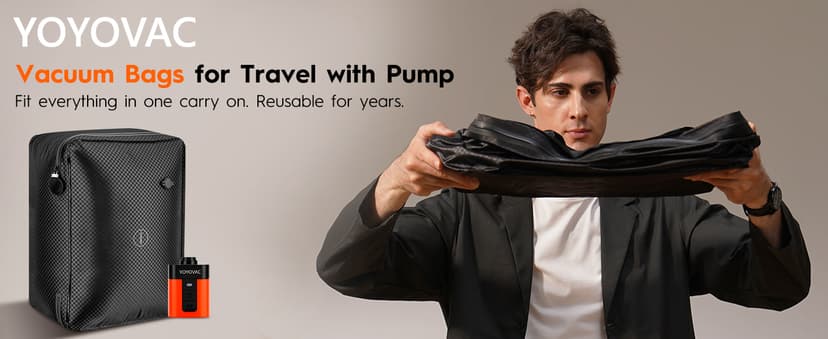 Vacuum Compression Bags with Wireless Pump – Space Saver Compression Bags for Luggage, No Checked Baggage, Triple Your Luggage Space, IP68, Reusable, Fits 20/24/28 Inch Suitcase (No Tracker)