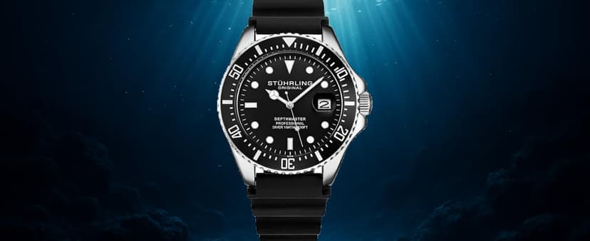 Stuhrling Original Men's Dive Watch, Swiss Movement, Stainless Steel, Blue Dial, Stainless Steel Bracelet, 100M Water Resistant