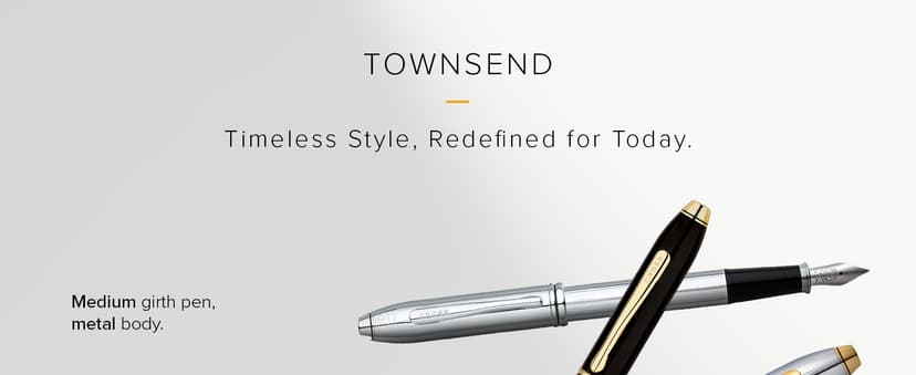 Cross Townsend Refillable Rollerball Pen Presented in a Luxury Gift Box - Medium Point, Black Ink, Black & Gold