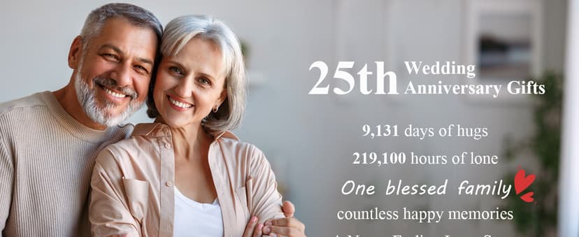 25th Anniversary Wedding Decorations - Crystal Clock & Keepsake Gifts for Couple & Parents