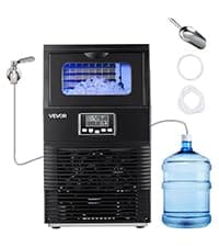 VEVOR Commercial Ice Maker Machine, 130Lbs/24H with 33Lbs Storage, 45 Cubes per Cycle, Stainless Steel Freestanding & Under Counter Ice Maker with LED Display & Self-Cleaning, for Home Bar Restaurant