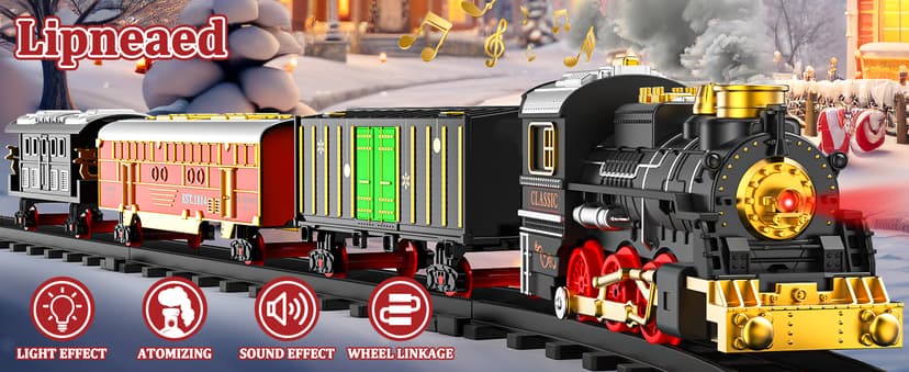Train Set Train Toys for Boys with Smokes, Lights and Sound (ON/Off), Train Set Under Christmas Tree, Toddler Model Trains for 3 4 5 6 7 8+ Years Old Kids Gifts