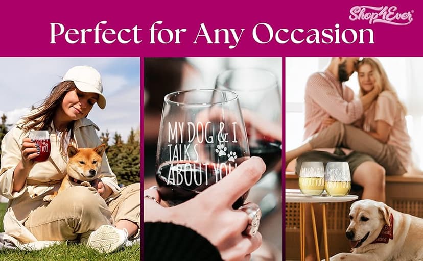 My Dog & I Talk Shit About You Engraved Stemless Wine Glass Funny Gift For Dog Mom Dog Lover