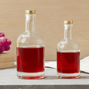 Mfacoy Set of 6 Glass Bottles, 12 oz Clear Liquor Bottles, Heavy Base Glass Bottle with T-Top Cap, Vodka Bottle for Wine Beverages Drinks Oil Vinegar Kombucha Beer with Cork Stopper Airtight Lid