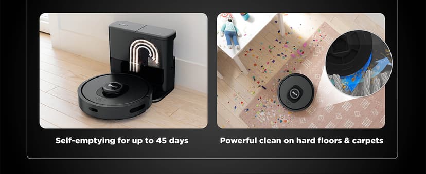 Shark AV2501S AI Ultra Robot Vacuum, with Matrix Clean, Home Mapping, 30-Day Capacity HEPA Bagless Self Empty Base, Perfect for Pet Hair, Wifi, Dark Grey