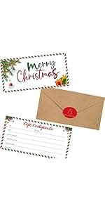 30 Pack Gift Certificates for Business with 30 Kraft Envelopes 30 Stickers for Holiday Christmas Small Business Restaurants Spa Beauty Makeup Hair Salon