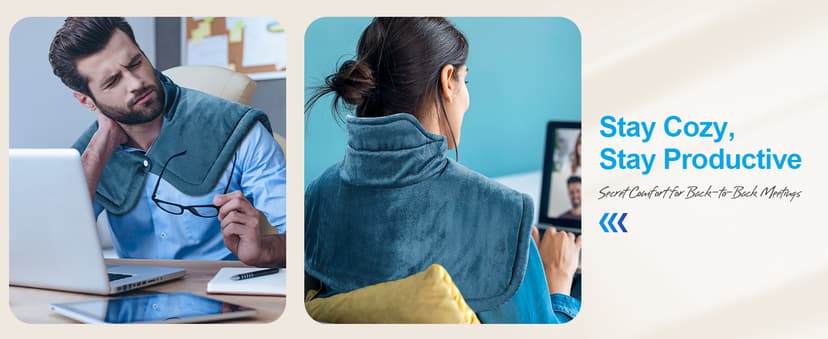 NIUONSIX Heating Pad for Neck and Shoulders and Back, Birthday Gifts for Women Mom Wife Men Dad, Weighted Electric Heated Wrap for Pain Relief and Daily Relax, 6 Heat Settings 4 Timers Auto Off, Blue