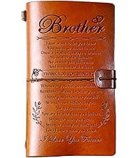 Hiipeenow Brother Gifts from Sister, Leather Travel Journal 140 Pages Presents, Birthday Graduation Christmas Valentines Fathers Day Wedding Day Gifts for Brother