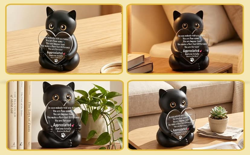 Uplifting Present for Women, Motivational Decor for Office, Affirmation Kitty Figurine, Cat Lover Gifts for Women Appreciation Gift for Cat Lovers, Encouraging Gift for Cat Lovers, XXS22 B0G12RSTWW
