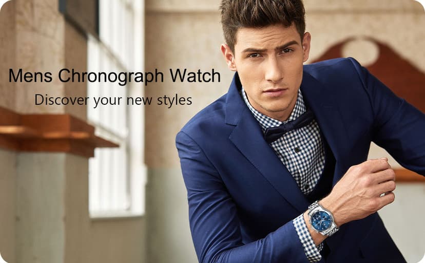 OLEVS Men's Stainless Steel Chronograph Watch, Big Face Gold Silver Black Tone Easy to Read Analog Quartz Watch, Luxury Waterproof Date Diamond Roman Arabic Numerals Dial Dress Watch for Men