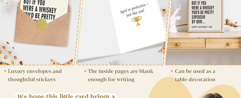 Whiskey Humor Birthday Decoration for Father, Happy Birthday Dad Card with Printed Message Inside FANCYLUCKY Funny Birthday Card Gift for Dad from Son Daughter B0GY3N7SWG