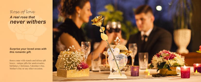 Gold Dipped Rose Real 24K Gold Rose, Genuine One of a Kind Rose Hand Dipped in 24K Golden Roses Romantic Gifts for Women in Her Birthday Anniversary Day Mothers Day