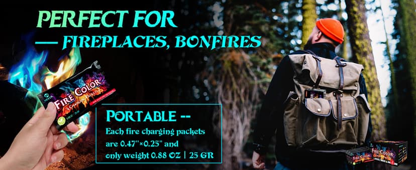 MEKER Fire Color Changing Packets - Fire Pit, Campfires, Outdoor Fireplaces, Bonfire - Magic Colorful Changing Fire - Perfect Fire Camping Accessories for Kids & Adults (12 Pack) B0C9THKCWY