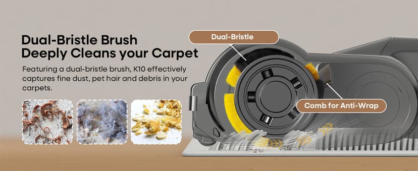 ElecKeys Cordless Vacuum Cleaner, 600W 50KPA 70Mins Self-Standing Vacuum Cleaners for Home, Stick Vacuum with Touch Screen, Upgraded Anti-Tangled Vacuum Cordless for Pet Hair, Floors, Carpets, Gold