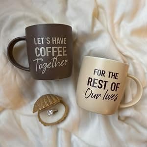 Engagement Wedding Gifts for Couple, Bride & Groom, Newlywed, Bridal Shower, His and Hers, Mr and Mrs, Christmas, Valentine's Triple Gifffted Lets Have Coffee Together Mug Set For Couples, 13oz Ceramic B0DP5GFK31