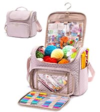 Crochet Bag and Tote - Corduroy Yarn Bag - Yarn Holder for Crocheting - Crochet Storage Bag for Crochet Hooks, Crochet Accessories, Knitting Bag for Crochet Lovers, Mother's Day Gift