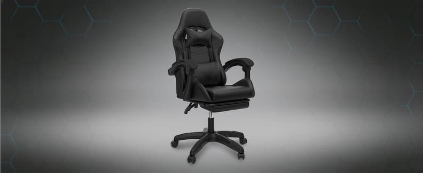 J.M.-Deco Gaming Chair Office Chair-Big and Tall Office Ergonomic Chair with Foot Rest - Comfy Desk Chair with Lumbar Support,Black