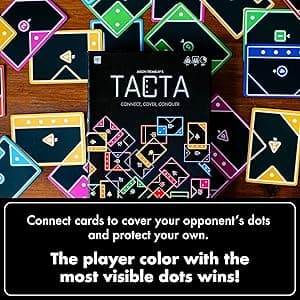 TACTA Card Game, Where Every Card Counts, Fast-Paced Strategic Shape Matching Party Game, Analyze and Optimize to Connect, Cover & Conquer to Win, Unique Party Game Play for 2 or More Players, Ages 7