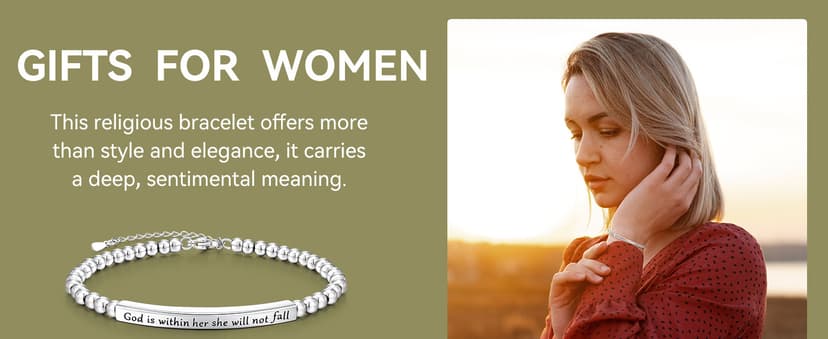 JOGDIAM Religious Gift for Her God is Within Her She Will Not Fall Bible Verse Bracelet Gift for Her