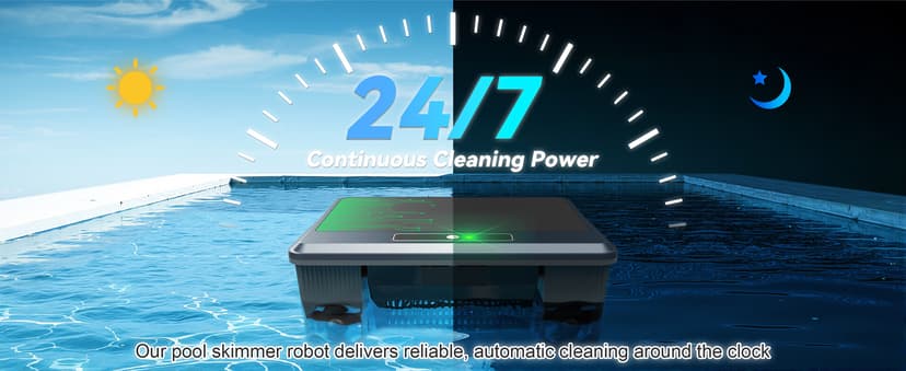 2026 Upgraded F1T Solar Powered Robotic Pool Skimmer Surface Cleaner with APP Support Dual Charging Options Smart Obstacle Avoidance 24/7 Continuous Cleaning Ideal for Above Ground Pool Gray