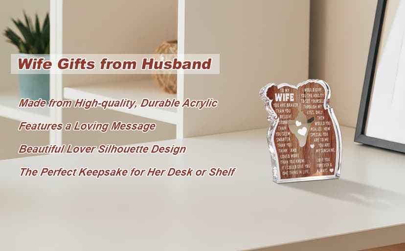 Wife Romantic Anniversary Wedding Gifts for Wife I Love My Wife Birthday Gift Ideas for Women Best Wife Present Gifts for Wife Anniversary Birthday Gifts Ideas to My Wife, Acrylic Sign B0DCBFFQ2X