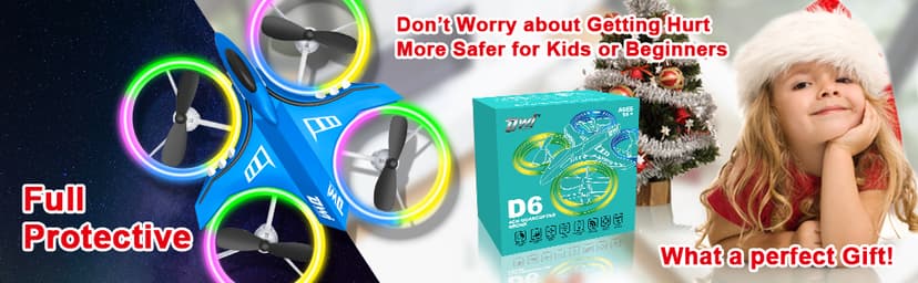 Dwi Dowellin 4.9 Inch Mini Drone for Kids LED Night Lights One Key Take Off Landing Flips RC Remote Control Small Flying Toys Drones for Beginners Boys and Girls Adults Nano Quadcopter, Blue