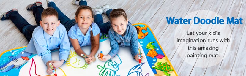 Water Doodle Mat - Kids Painting Writing Color Doodle Drawing Mat Toy Bring Magic Pens Educational Toys for Age 2 3 4 5 6 7 Year Old Girls Boys Age Toddler Gift