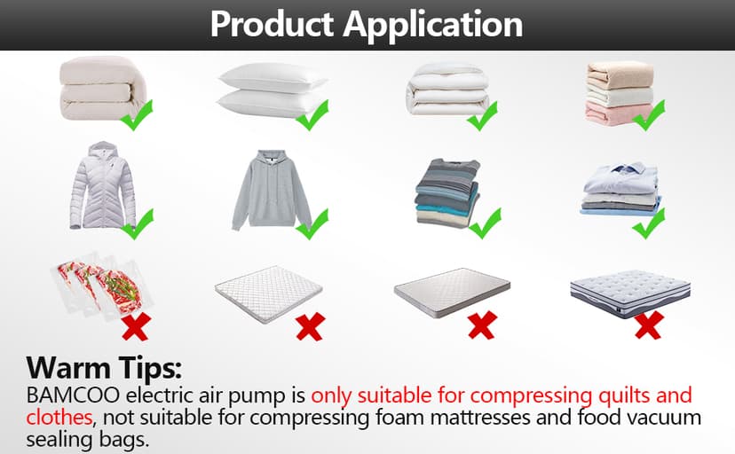 Electric Pump for Vacuum Storage Bags Travel Vacuum Pump for Various Vacuum Seal Bags Portable Vacpack Air Pump for Compression Clothing Blanket Luggage White(Storage Bag Not Included)