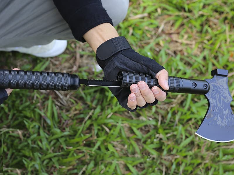 LIANTRAL Survival Camping Axe, Folding Tactical Axe Hatchet with Hammer, Nylon Sheath for Outdoor Adventures