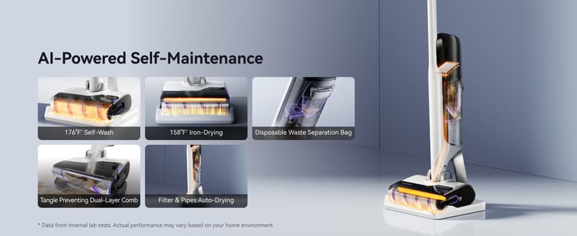 NARWAL S30 Wet Dry Vacuum Cleaner with 20000Pa Suction, 176°F Self-Cleaning, Heated Drying, Disposable Waste Bag, Tangle-Free, Cordless Vacuum Mop for Hard Floors & Edge Cleaning, Easy to Use