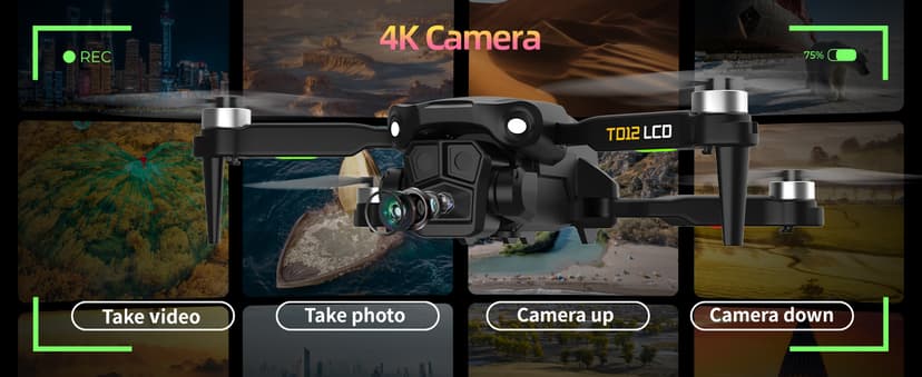 Drone with Camera for Adults 4K LCD Screen RC FPV Drone with Brushless Motor Live Video UHD, Drones for Adult Foldable Mini Quadcopter for Beginner 360° Flips, Support 32G SD Card MAX Under 250g Gifts