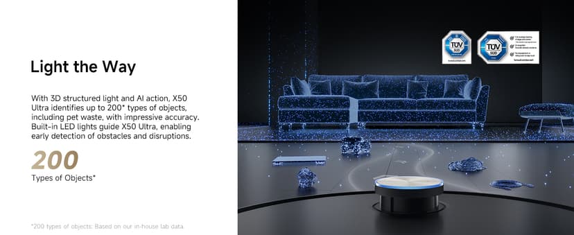 DREAME X50 Ultra Robot Vacuum and Mop with Auto-Empty and Mop Self-Cleaning, 20,000Pa Suction, Obstacle Avoidance and 360° Navigation, Corner to Edge Deep Cleaning, Detangling Brush